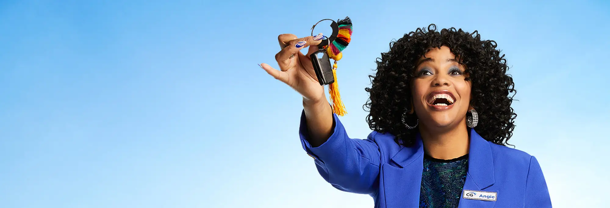 Women holding out keys graphic